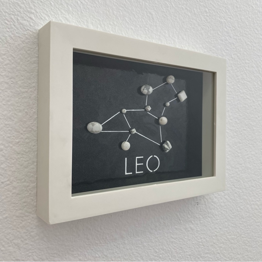 Handmade Horoscope Art LEO Star Constellation Beads Shadow Box 6x8 inches